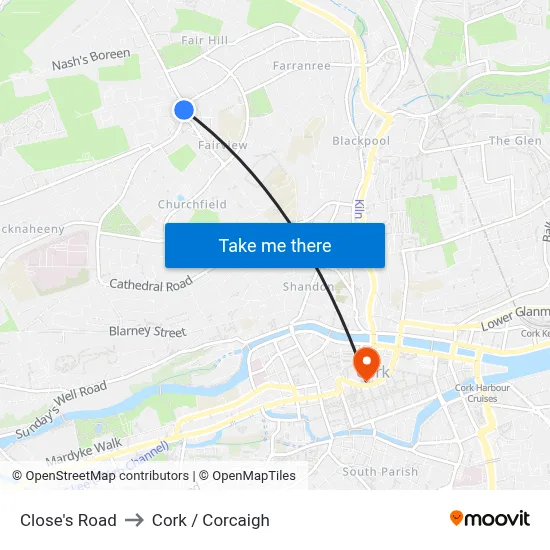 Close's Road to Cork / Corcaigh map