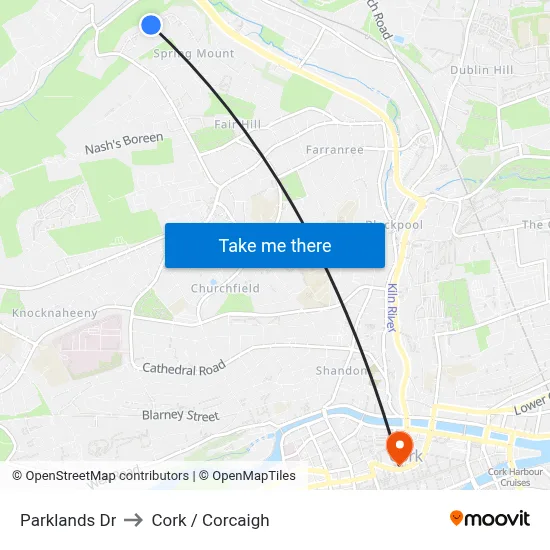 Parklands Dr to Cork / Corcaigh map