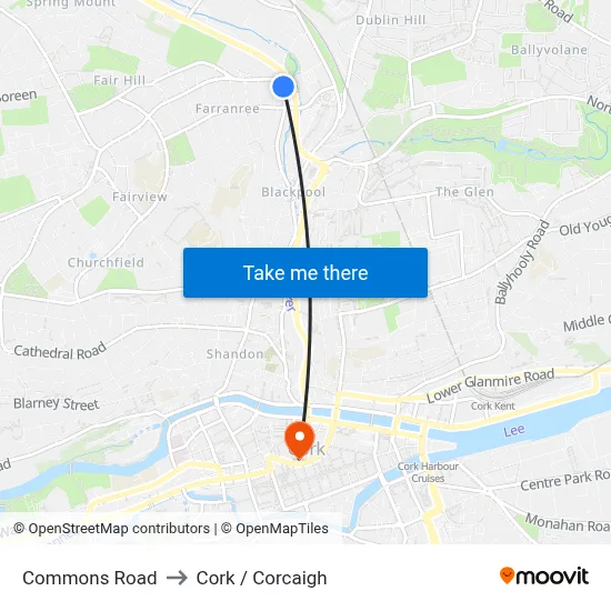 Commons Road to Cork / Corcaigh map