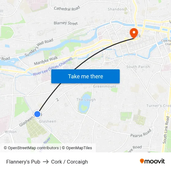 Flannery's Pub to Cork / Corcaigh map
