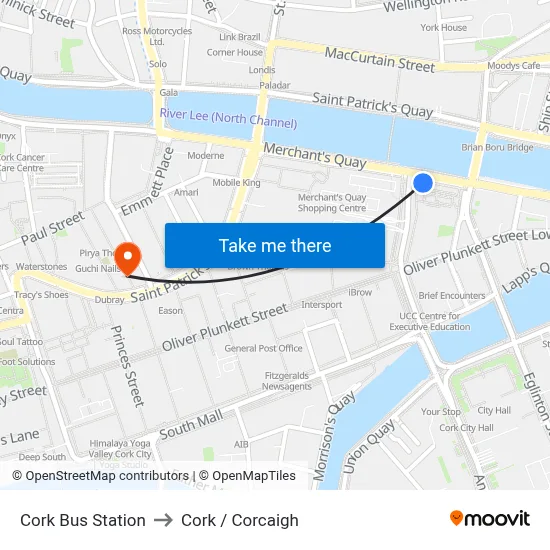 Cork Bus Stn to Cork / Corcaigh map