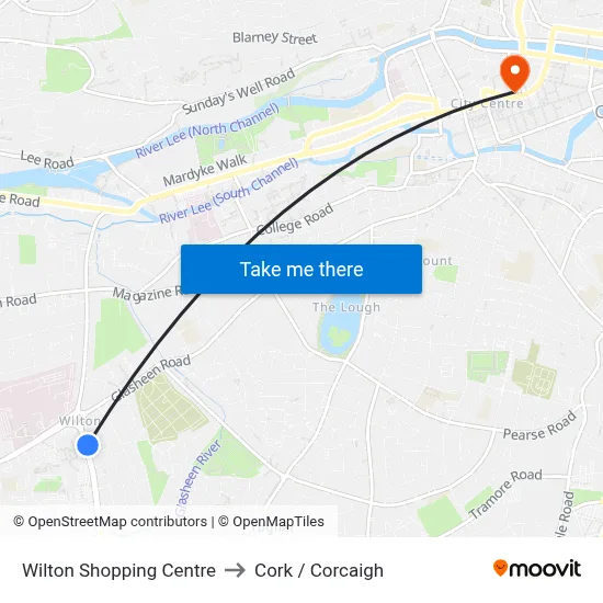 Wilton Shopping Centre to Cork / Corcaigh map