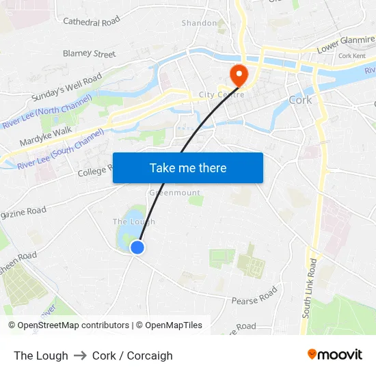 The Lough to Cork / Corcaigh map