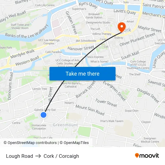 Lough Road to Cork / Corcaigh map