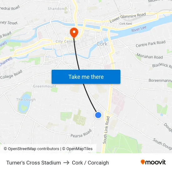 Turner's Cross Stadium to Cork / Corcaigh map