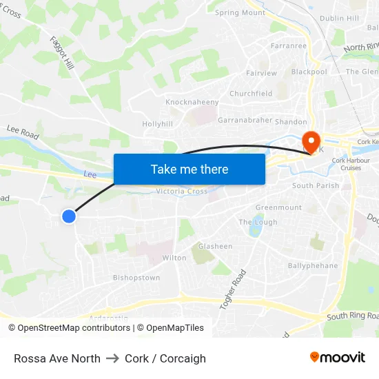 Rossa Ave North to Cork / Corcaigh map
