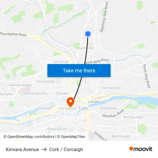 Kinvara Avenue to Cork / Corcaigh map