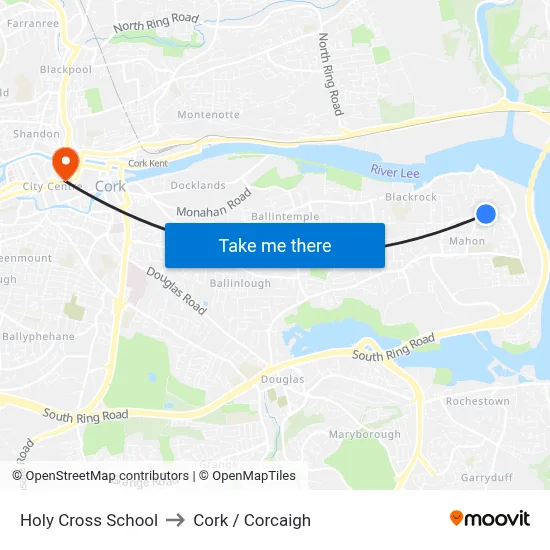 Holy Cross School to Cork / Corcaigh map