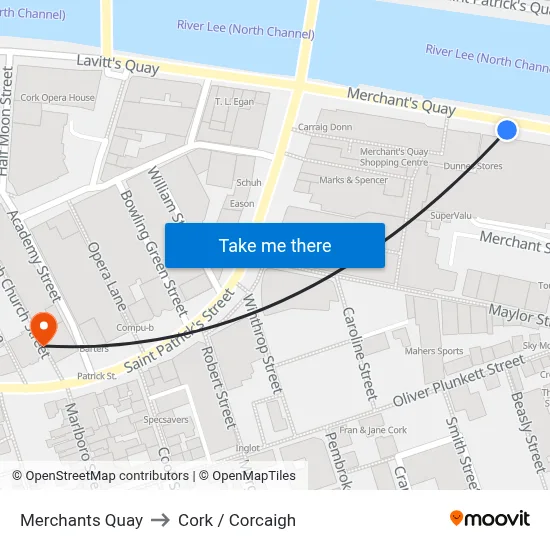 Merchants Quay to Cork / Corcaigh map