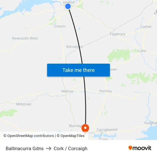 Ballinacurra Gdns to Cork / Corcaigh map