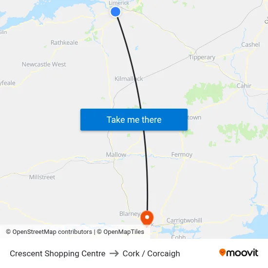 Crescent Shopping Centre to Cork / Corcaigh map