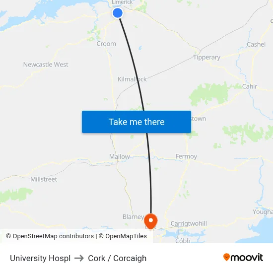 University Hospl to Cork / Corcaigh map