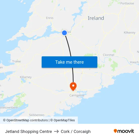 Jetland Shopping Centre to Cork / Corcaigh map