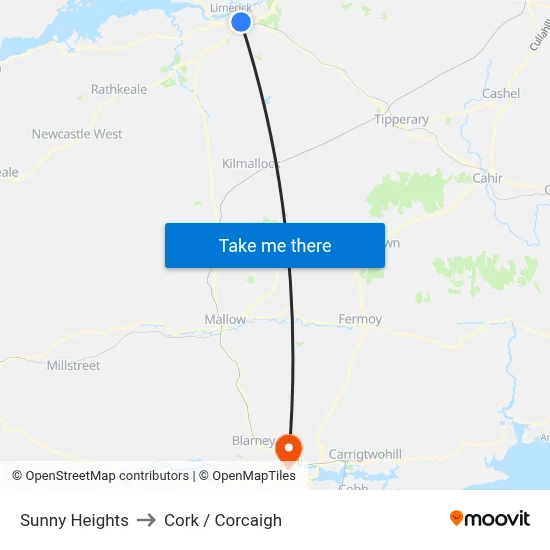 Sunny Heights to Cork / Corcaigh map