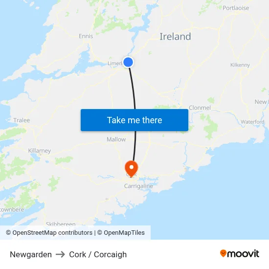 Newgarden to Cork / Corcaigh map