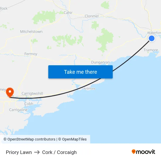 Priory Lawn to Cork / Corcaigh map