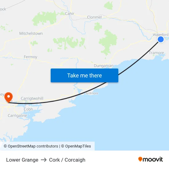 Lower Grange to Cork / Corcaigh map