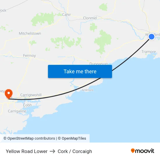Yellow Road Lower to Cork / Corcaigh map