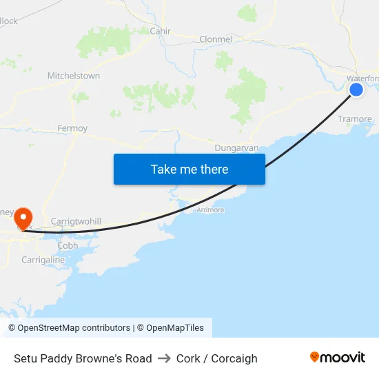 Setu Paddy Browne's Road to Cork / Corcaigh map