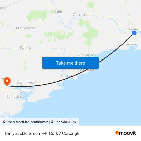 Ballytruckle Grn to Cork / Corcaigh map