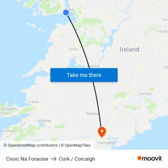 Cnoic Na Foraoise to Cork / Corcaigh map