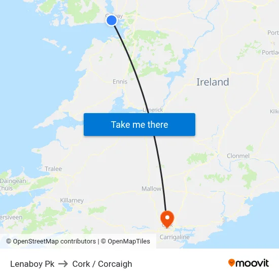 Lenaboy Pk to Cork / Corcaigh map