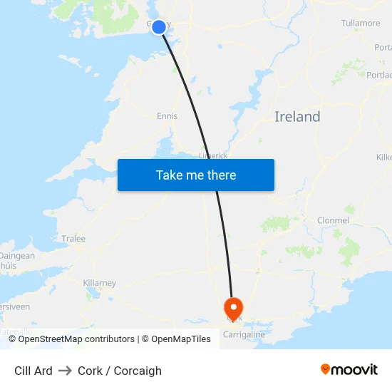 Cill Ard to Cork / Corcaigh map