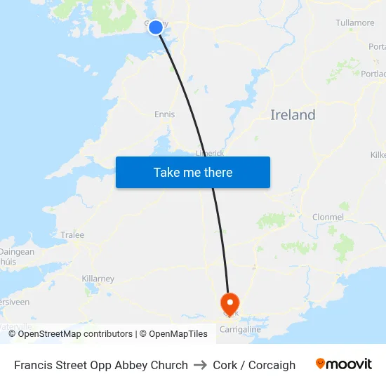 Francis Street Opp Abbey Church to Cork / Corcaigh map