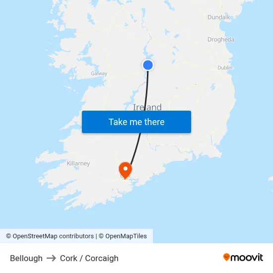 Bellough to Cork / Corcaigh map