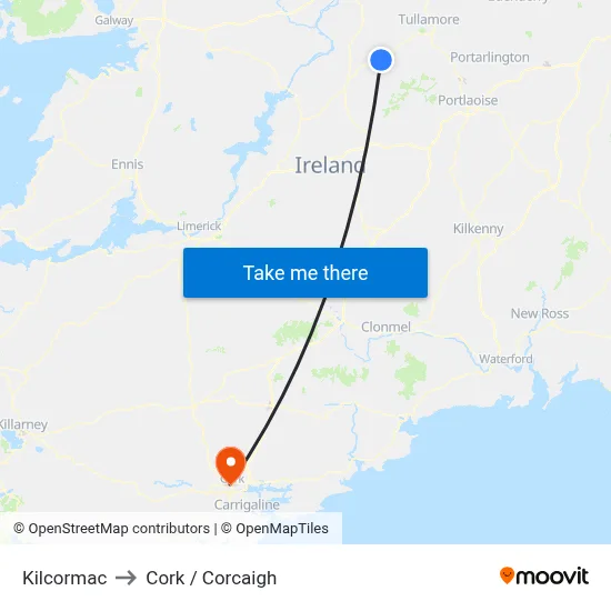 Kilcormac to Cork / Corcaigh map