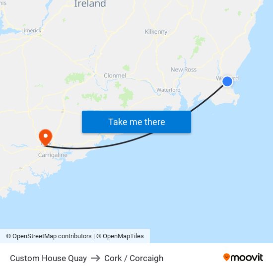 Custom House Quay to Cork / Corcaigh map