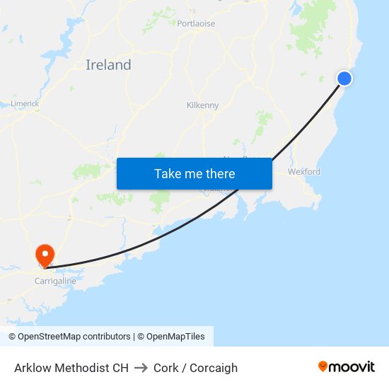 Arklow Methodist CH to Cork / Corcaigh map