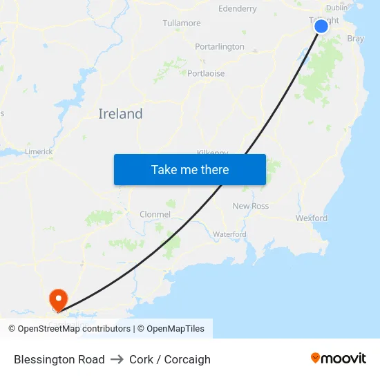 Blessington Road to Cork / Corcaigh map
