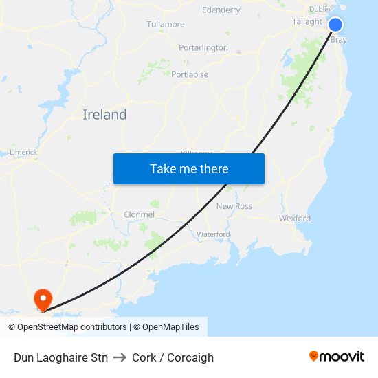 Dun Laoghaire Stn to Cork / Corcaigh map