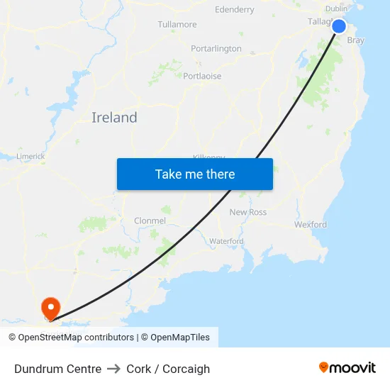 Dundrum Centre to Cork / Corcaigh map