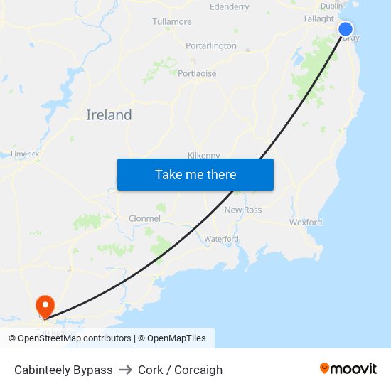 Cabinteely Bypass to Cork / Corcaigh map