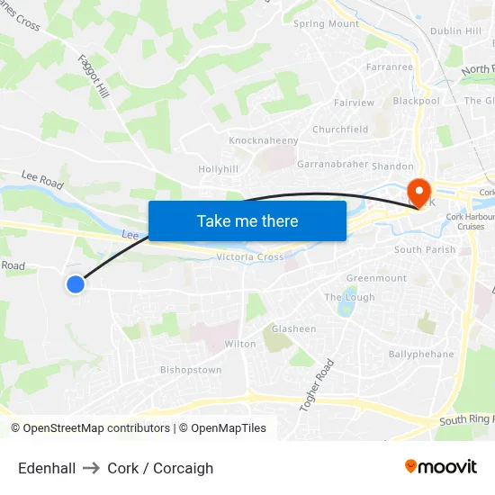 Edenhall to Cork / Corcaigh map