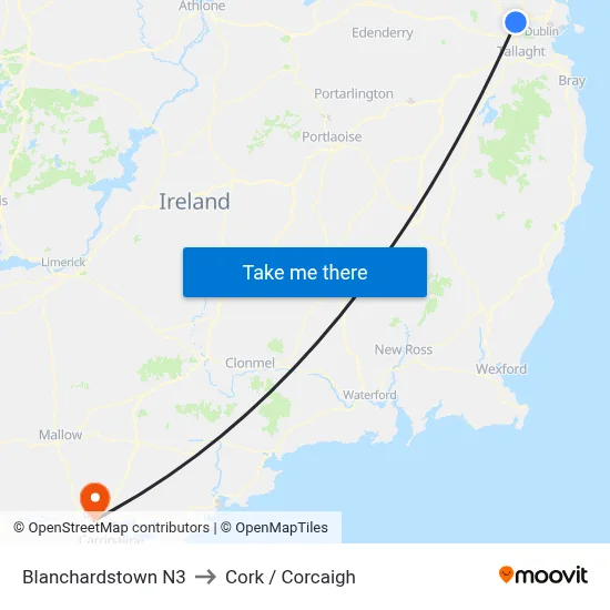 Blanchardstown N3 to Cork / Corcaigh map