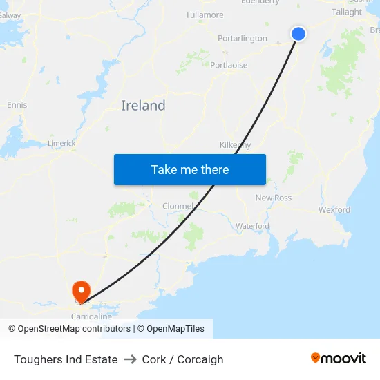 Toughers Ind Estate to Cork / Corcaigh map