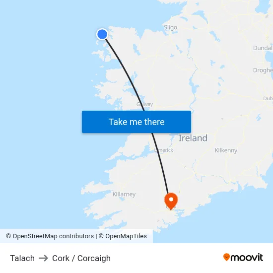 Talach to Cork / Corcaigh map