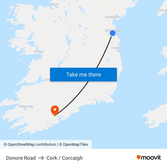 Donore Road to Cork / Corcaigh map