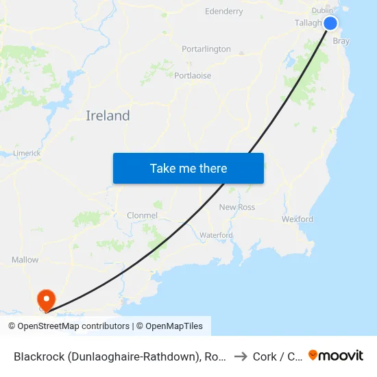 Blackrock (Dunlaoghaire-Rathdown), Rock Road (Booterstown Hall) to Cork / Corcaigh map