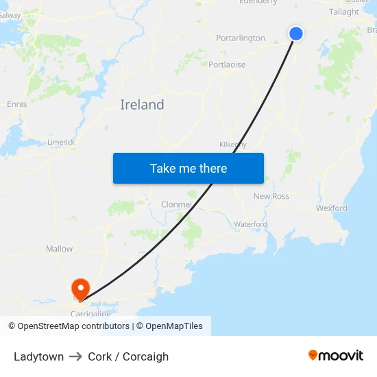 Ladytown to Cork / Corcaigh map