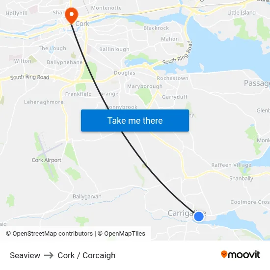 Seaview to Cork / Corcaigh map