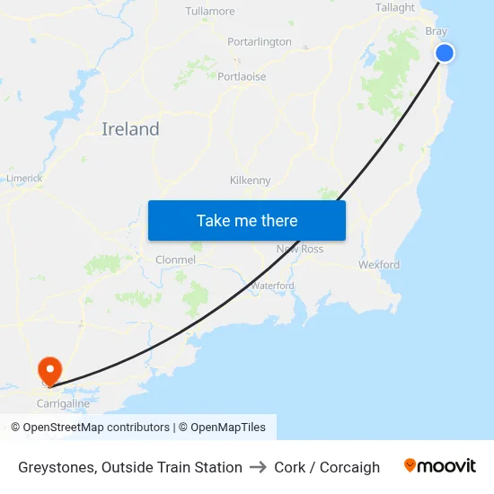 Greystones, Outside Train Station to Cork / Corcaigh map