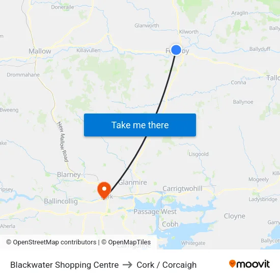 Blackwater Shopping Centre to Cork / Corcaigh map