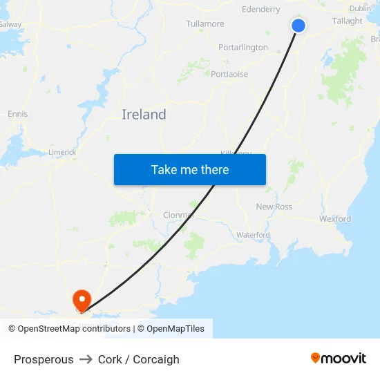 Prosperous to Cork / Corcaigh map