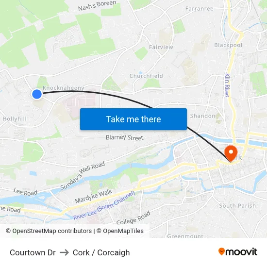 Courtown Dr to Cork / Corcaigh map