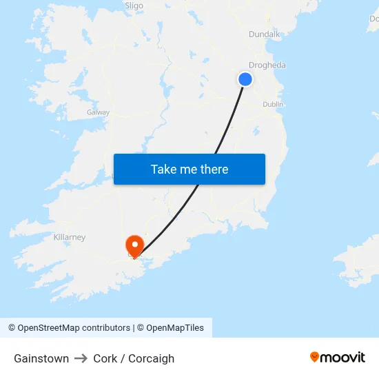 Gainstown to Cork / Corcaigh map