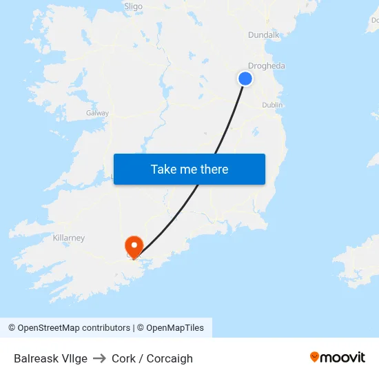 Balreask Vllge to Cork / Corcaigh map